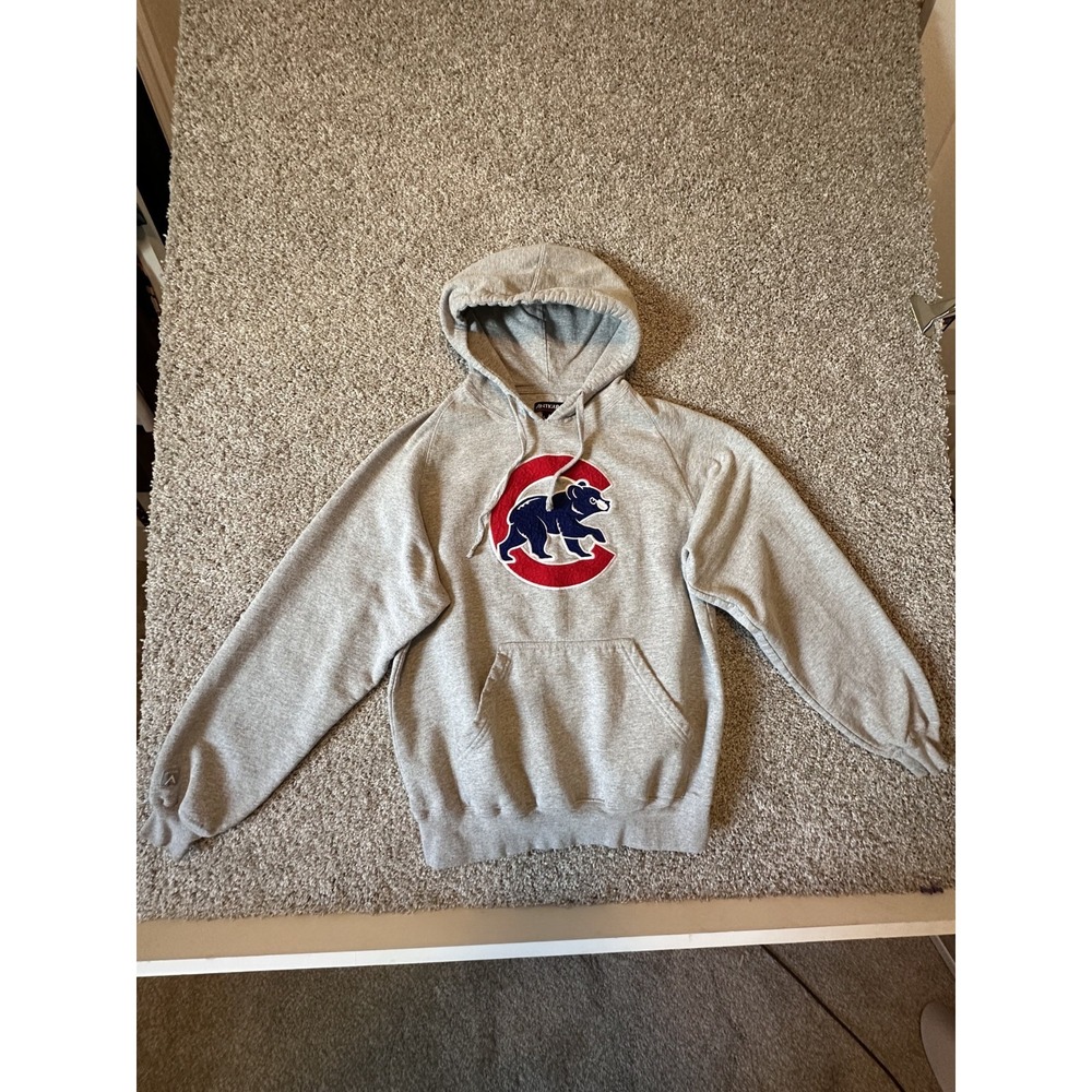 Antigua MLB Chicago Cubs Suede Tek Long Sleeve Hooded Fleece Pullover Size M